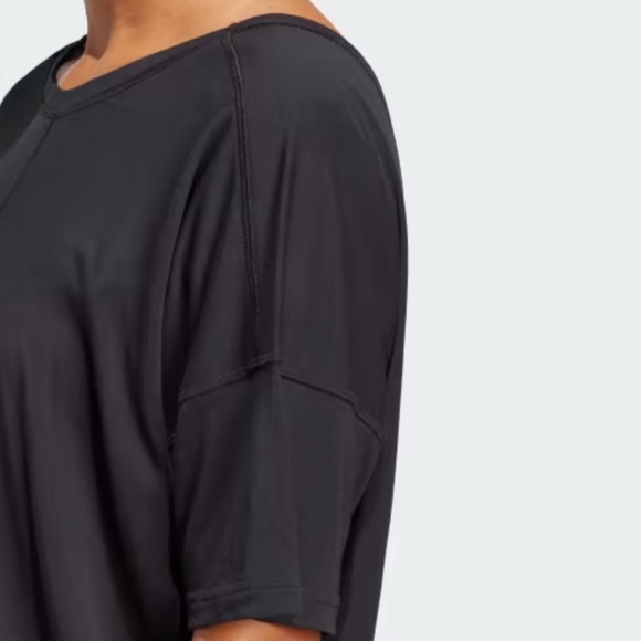Adidas women's Yoga Studio Oversized Active Tshirt Black (S) - Picture 3 of 7